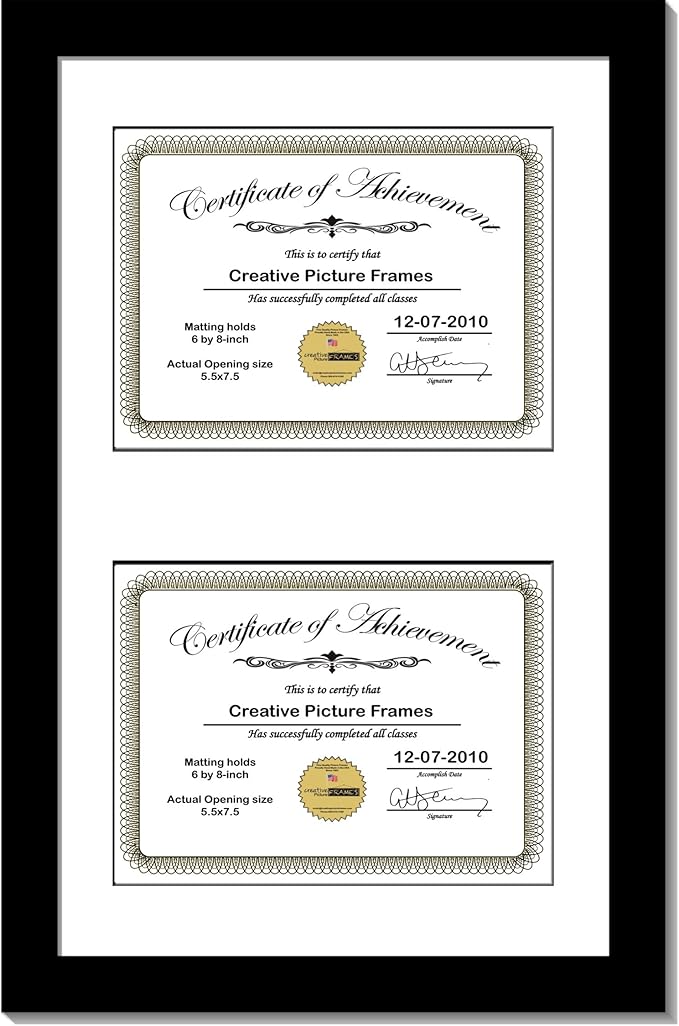 Creative Picture Frames 10X16Bk-W Black Vertical Double Diploma Frame by CreativePictureFrames