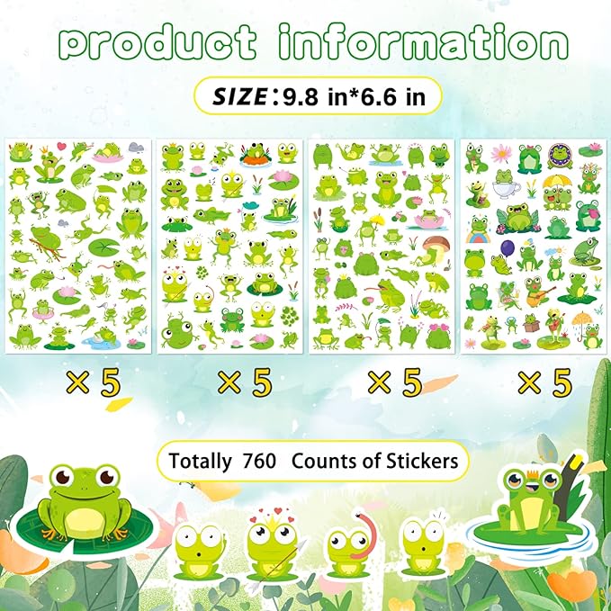 Frog Stickers Summer Spring Happy Honey Frog Decal Sticker 760 Counts Party - Image 4