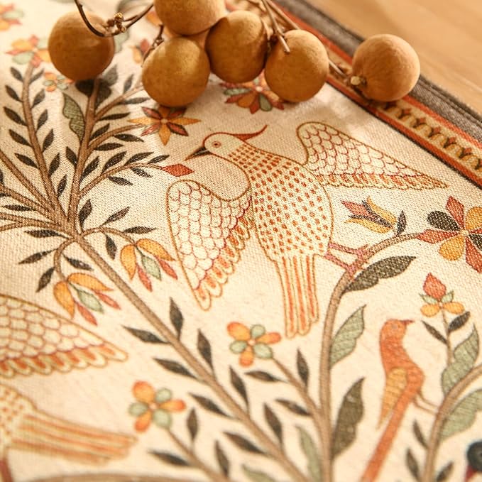 Vintage Linen Table Runner 87 Inches Long, Floral Print Italian Rustic Runner - Image 3