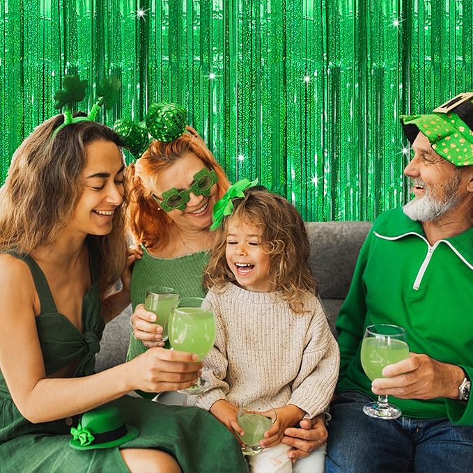 10 Pack Green Streamers Metallic Foil Fringe Curtain Backdrop - Image 6