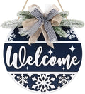 CHDITB Blue Welcome Winter Front Door Sign Wreath, Wooden 3D Welcome Home by CHDITB