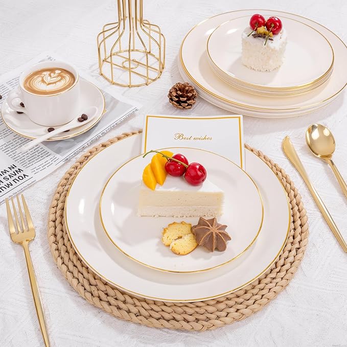 bUCLA 100PCS Ivory Plastic Plates - Image 5