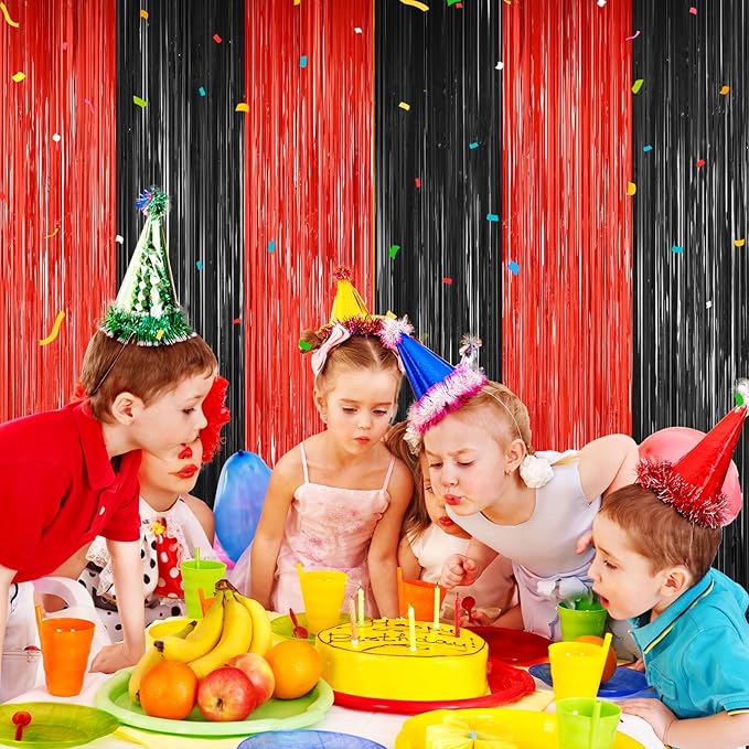 2Pack Black Red Backdrop Curtains Party Decor, Door Streamers Photo Booth - Image 6