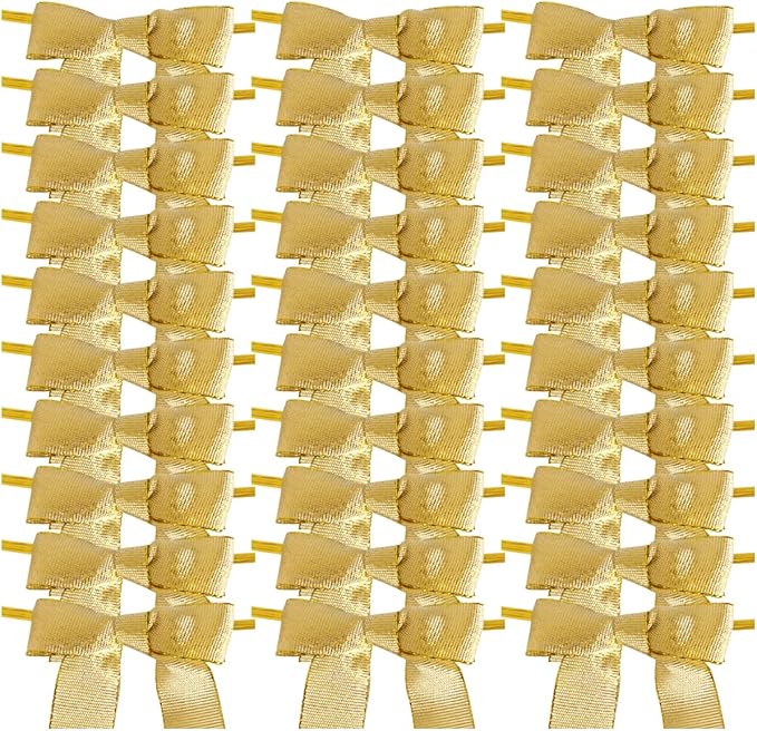 50pcs 2-1/2" Metallic Gold Bows - Image 2