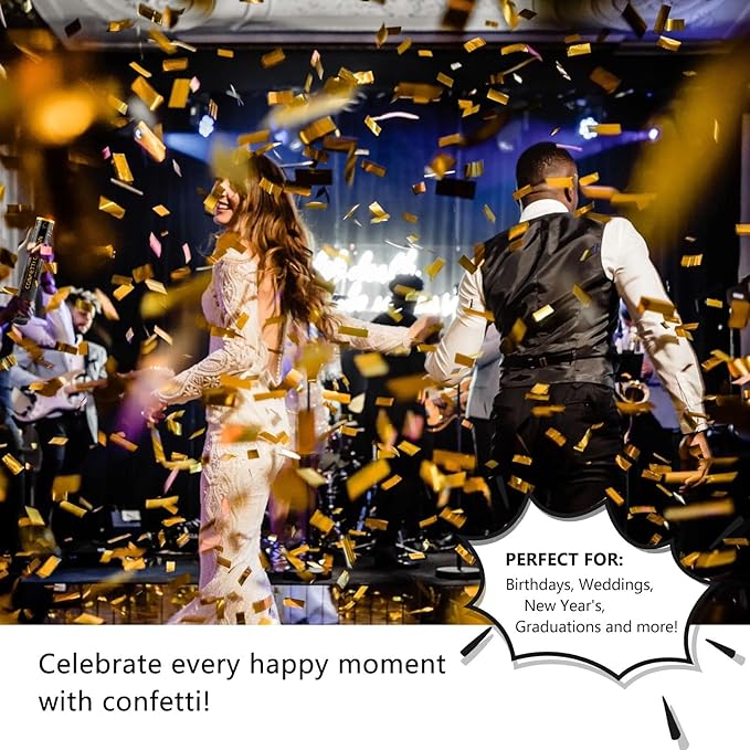 6 Pack Gold Confetti Poppers, 12 Inch Confetti Cannon Party Poppers Shooters - Image 7