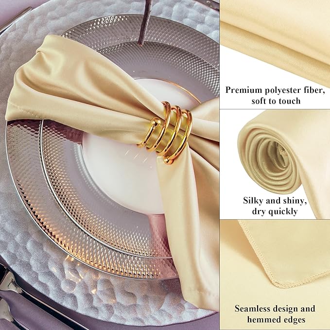 Aneco 12 Pieces Satin Napkin Square 20 x 20 Inches Dinner Napkins Weddings - Image 4