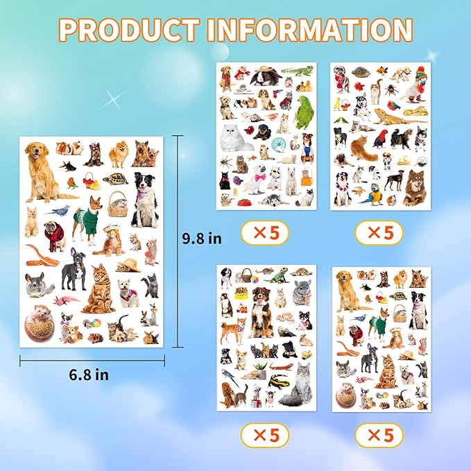 Pet Animals Stickers 660 Count Dog Cat Animal Pet Rabbit Parrot Fish Bird - Image 4