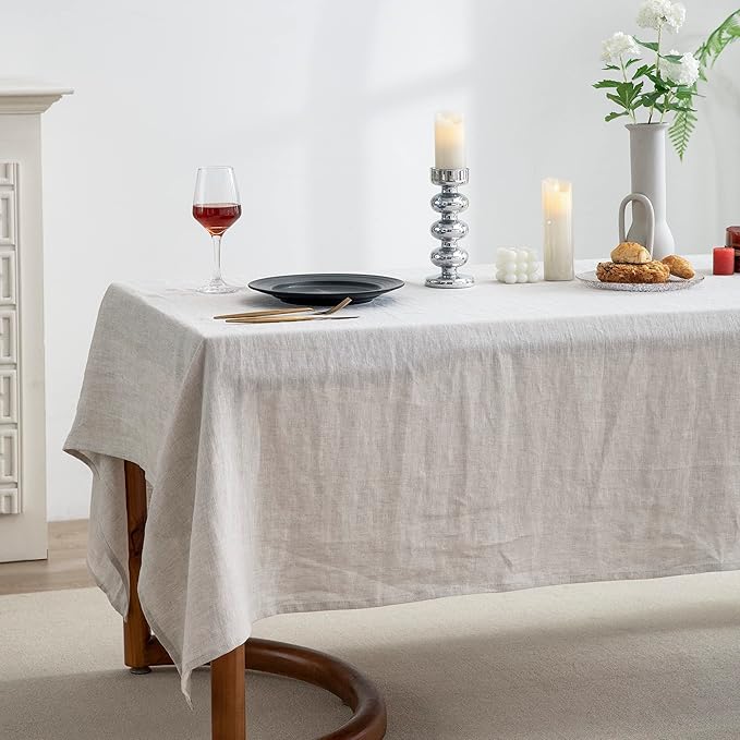EVERLY100% Pure Linen Rectangle Tablecloths132Lx60WInch - Image 5