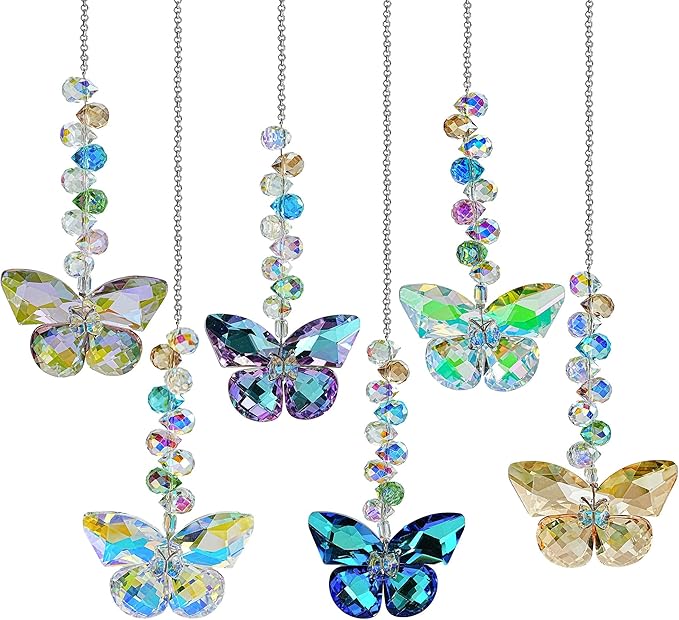 HDCRYSTALGIFTS 6PCS Crystal Butterfly Suncatchers by HDCRYSTALGIFTS