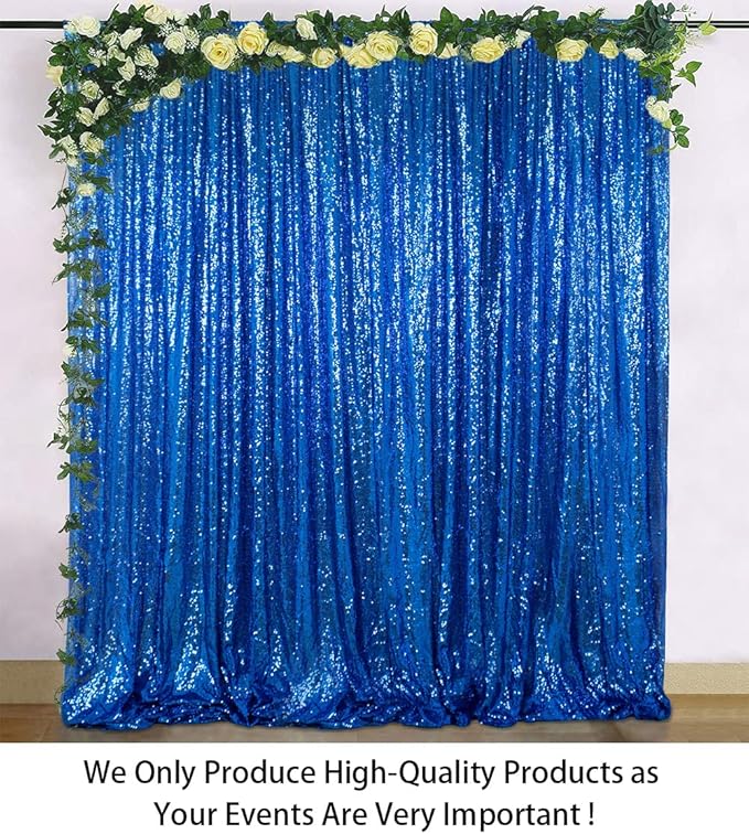 ShinyBeauty Royal Blue Sequin Photo Booth Backdrop 5x10FT | Glitter Birthday - Image 2