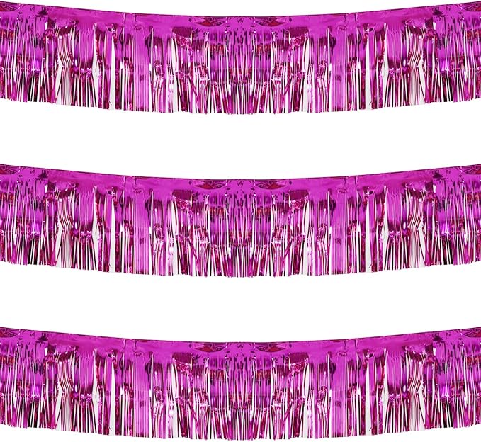 Thick 10 feet by 15 inches Fuchsia Foil Fringe Garland by Blukey