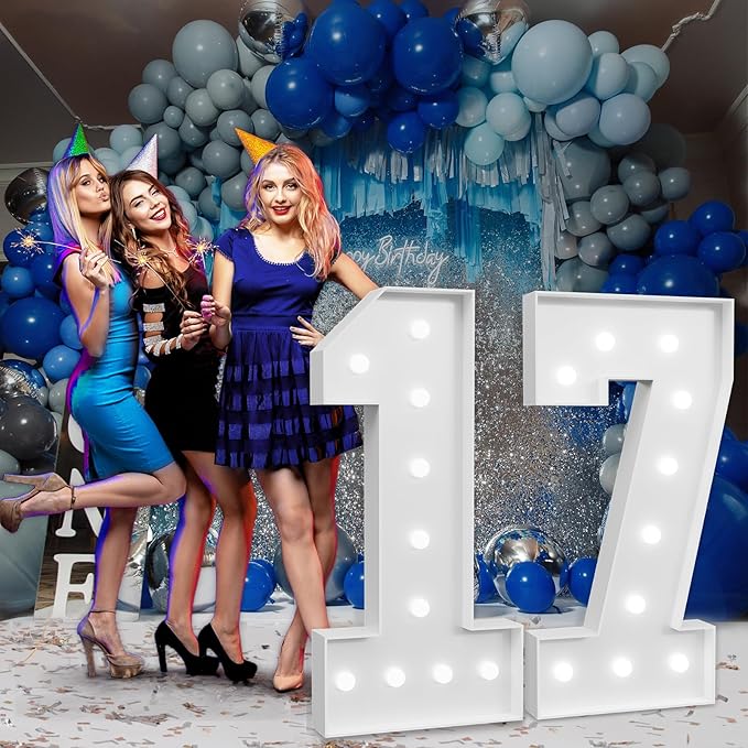 Marquee Numbers Large 17th-Birthday Decorations: 4ft Light Up Number Party - Image 7