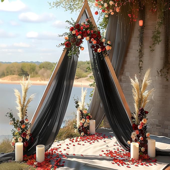 Black Wedding Arch Draping Fabric 1 Panel 30'' x 20FT Black Drapes Sheer Fabric - Image 7