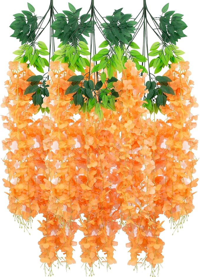 12 Pack Wisteria Hanging Artificial Fall Flowers Fake Flowers Ratta Hanging by LUZOGA