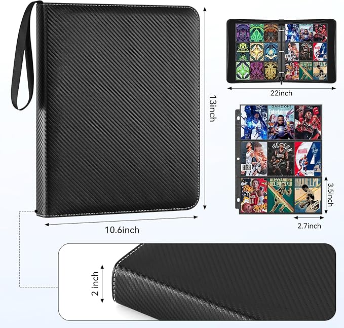 9 Pocket Card Binder, 900 Double Sided Pockets, PU Collection Binder - Image 2