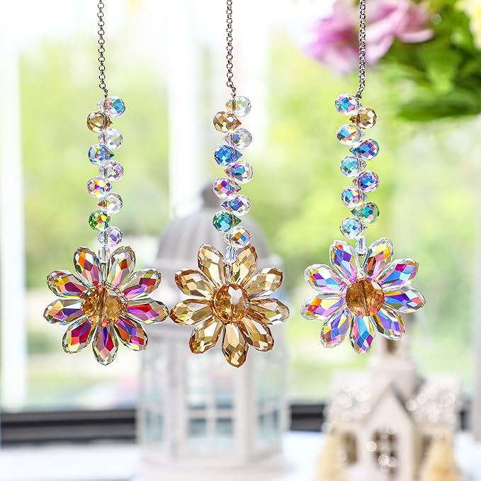 HDCRYSTALGIFTS 6PCS Crystal Sunflower Suncatchers Hanging Ornaments, Crystal - Image 7