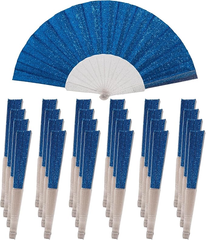 24 Pack Handheld Fan, Folding Hand Glitter fan by SiissaPeksid