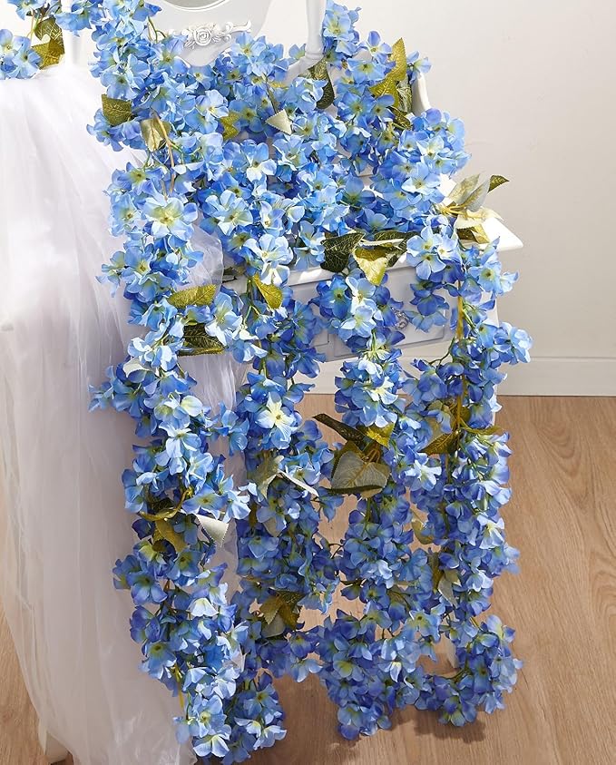 Flower Garland, Artificial Hydrangea Vine Flowers, Hanging Fake Hydrangeas Vine by PONKING