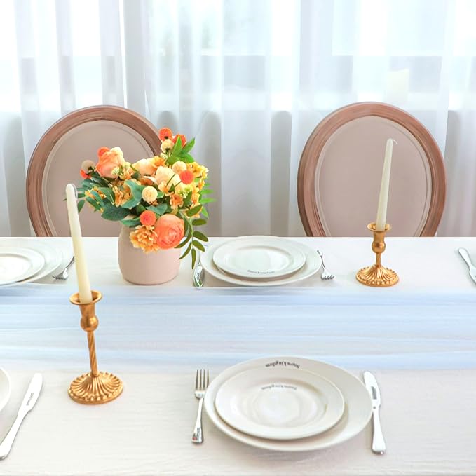 Snowkingdom Light Blue Cheesecloth Table Runner 10FT, Baby Blue Sheer Tulle - Image 6