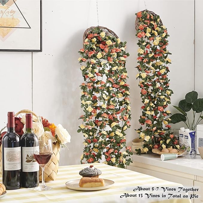 8 Pcs x 8.2 ft Flower Garland Artificial Rose Vine Flowers - Image 3