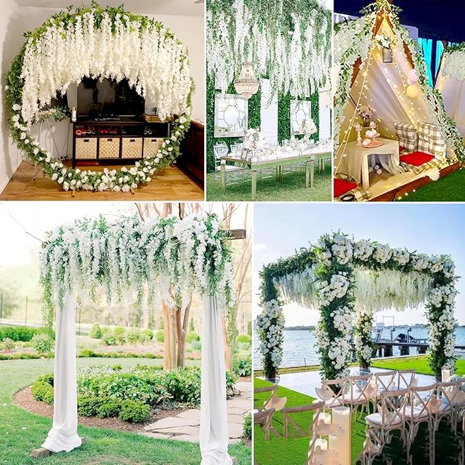 12 Pack White Wisteria Hanging Flowers Garland, 3.77 Feet Artificial Flower - Image 7