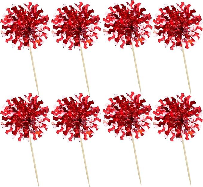 Ephlyn 30Pcs Foil Firework Cupcake Toppers Happy Birthday Cake Toppers Tinsel - Image 3