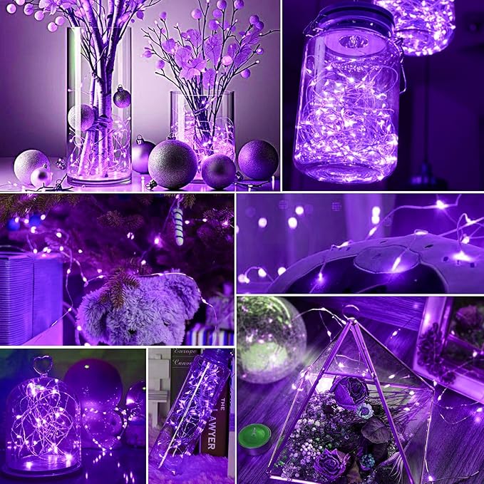 pozzolanas 12 Pack Purple Battery Operated String Lights - 7ft Waterproof Fairy - Image 6