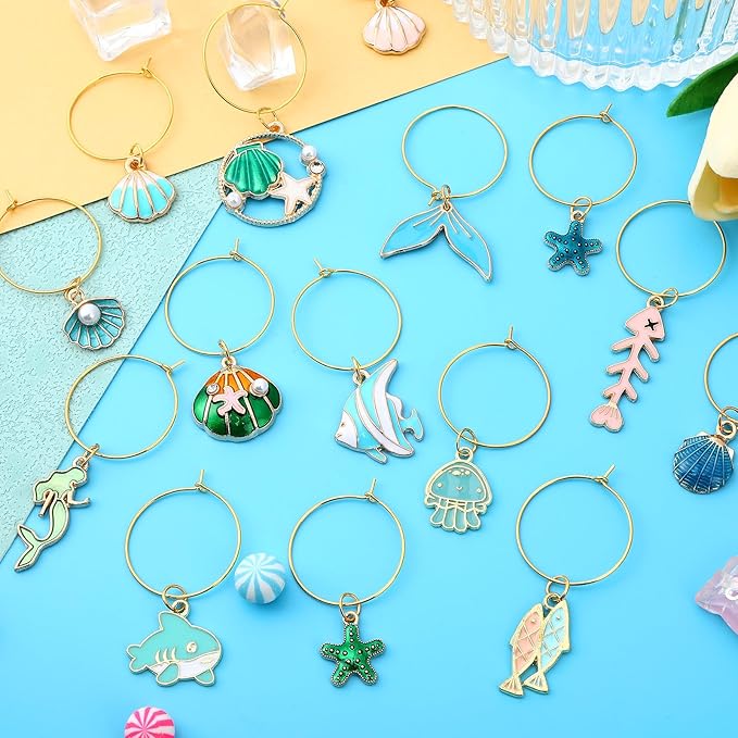 SANNIX 24pcs Ocean Wine Glass Charms - Image 5