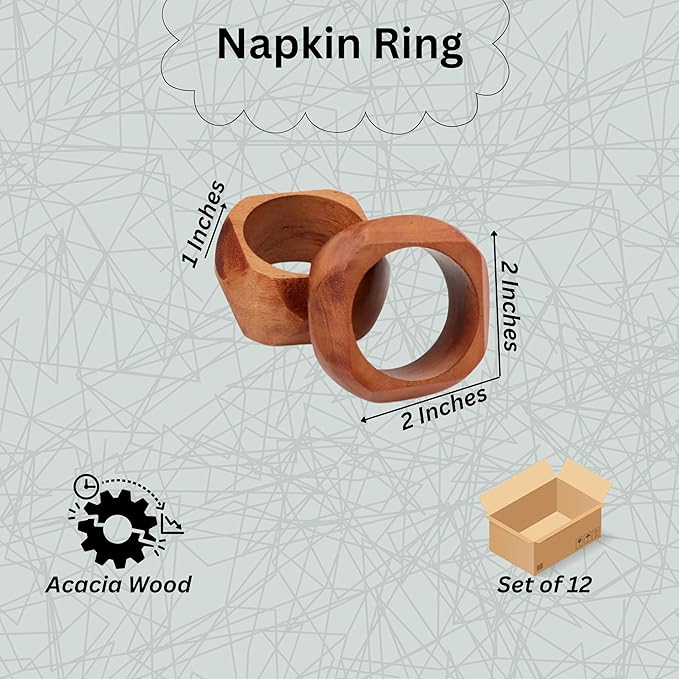 Wooden Napkin Rings Set of 12 Fall Decor - Image 3