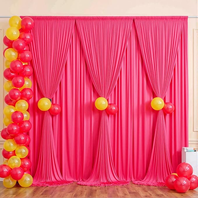 20 ft x 10 ft Wrinkle Free Fuchsia Backdrop Curtain - Image 6