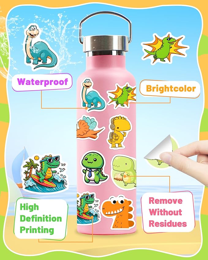 300 Pcs Dinosaur Stickers for Kids, Cute Water Bottle Stickers for Kids - Image 3