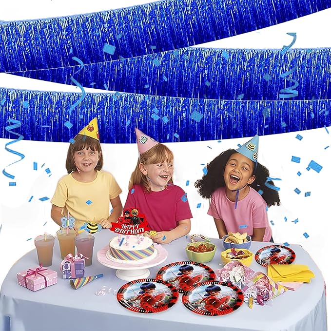 Blue Foil Fringe Garland 10FT 6packs, Metallic Foil Tinsel Fringe Banners - Image 4