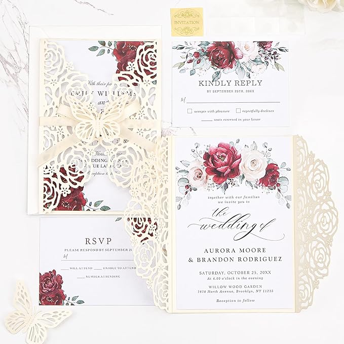 Wedding Invitations Ivory 50 Pack - Image 7