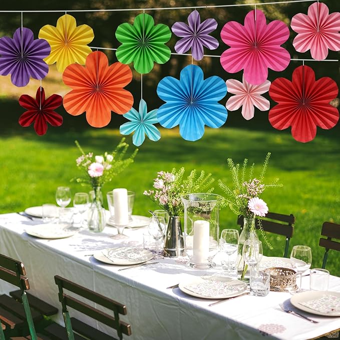 BestoFun 12 PCS Paper Flowers Fans Mexican Party Decorations Paper Flowers - Image 5