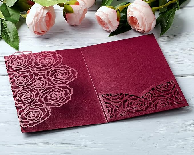 20 Pcs Laser Cut Wedding Invitations Card Pocket - Image 5