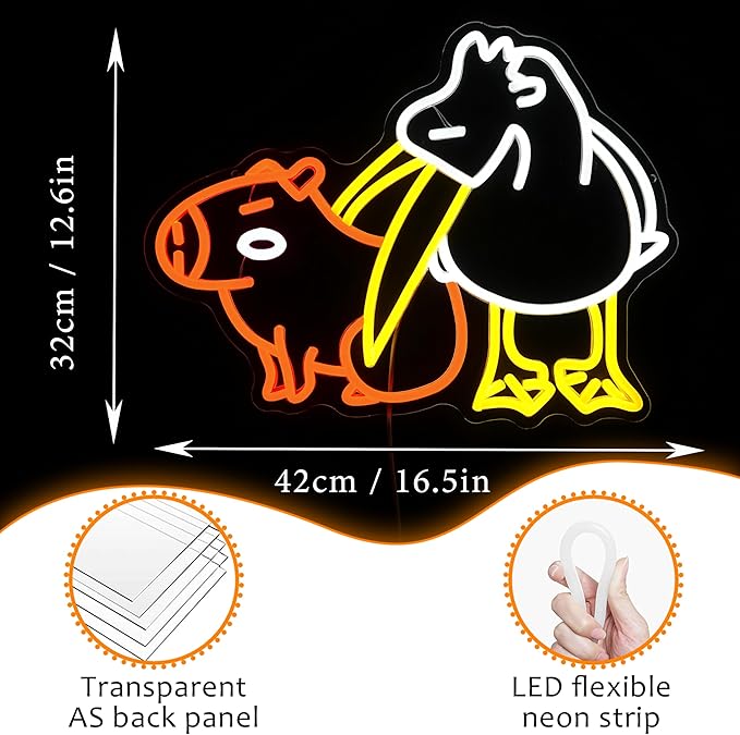 LISIGNVE Capybara Pelican Neon Sign - Image 3