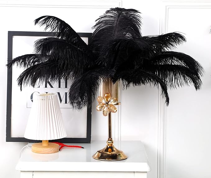 Happy Feather 16-18 inch Black Ostrich Feathers Craft - Image 7