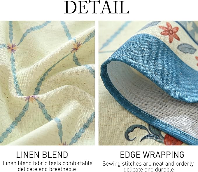 ISAENNE Designer Linen Floral Round Tablecloth, Light Green Farmhouse Durable - Image 4