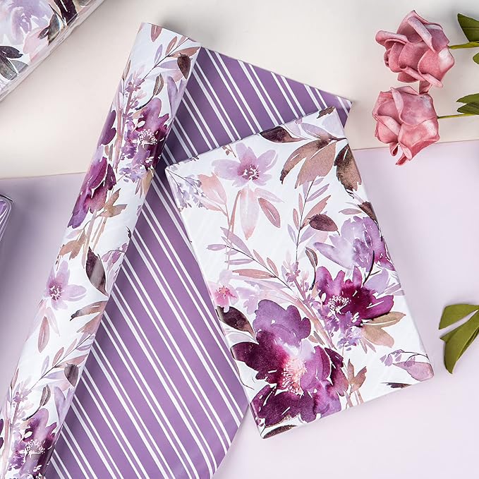 WRAPAHOLIC 30 Inch Jumbo Reversible Floral Wrapping Paper - Image 6