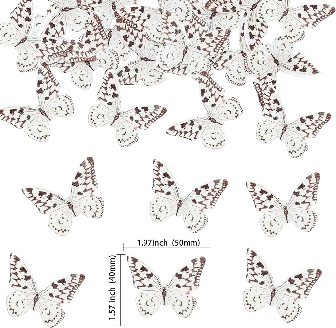 Ephlyn 48Pcs Edible Wafer Paper Butterflies - Image 3