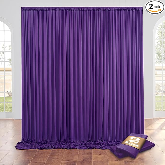 CO-AVE Wrinkle Free Purple Backdrop Curtains by CO-AVE