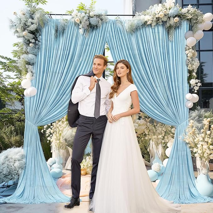 10 x 7 Feet Light Blue Backdrop Curtain - Image 6