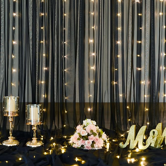 10ft x 10ft Black Tulle Photo Backdrop Curtain - Image 7