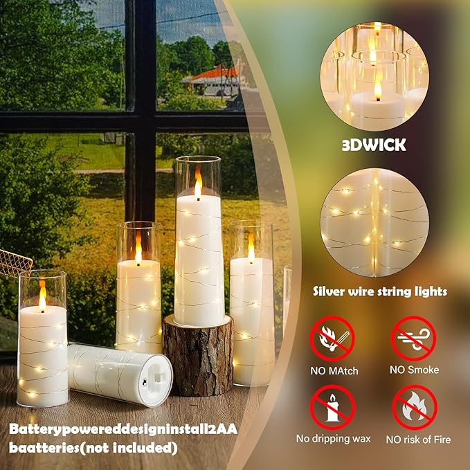Flameless Candles with Embedded Star String - Image 3