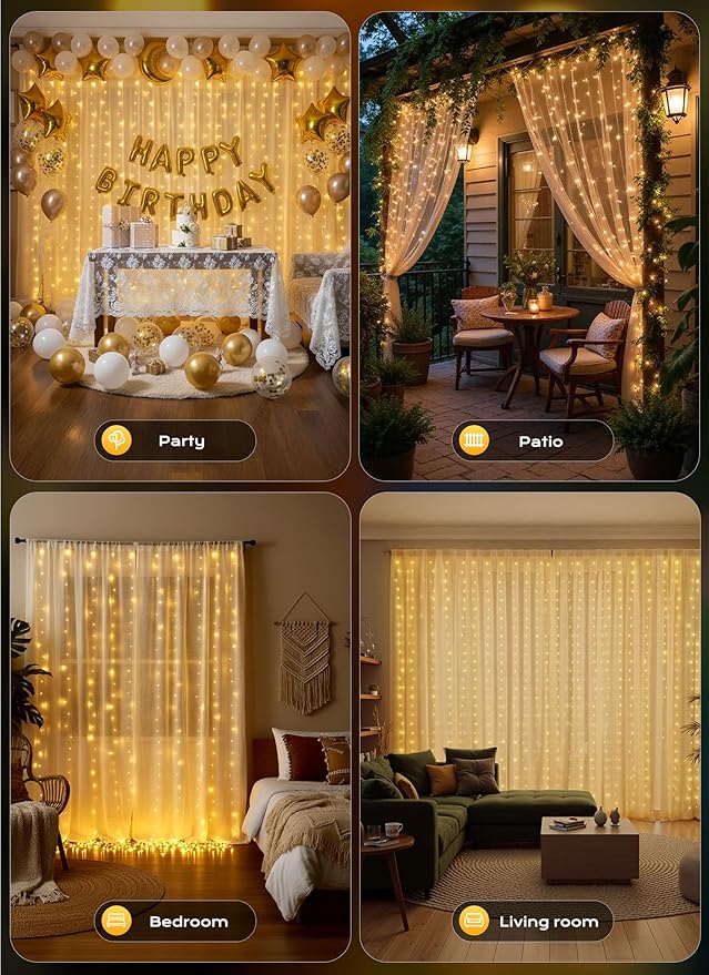 Brightown 600 LED Curtain String Lights, 20 FT Hanging Fairy Lights - Image 2