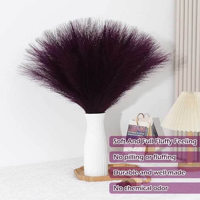 Purple Pampas Grass Decor 30 Pcs 21.7 Inch Faux Pampas Grass Bulk Artificial - Image 2