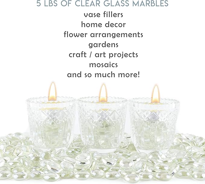 Galashield Flat Glass Marbles for Vases Clear Glass Gems Beads Pebbles Vase - Image 4