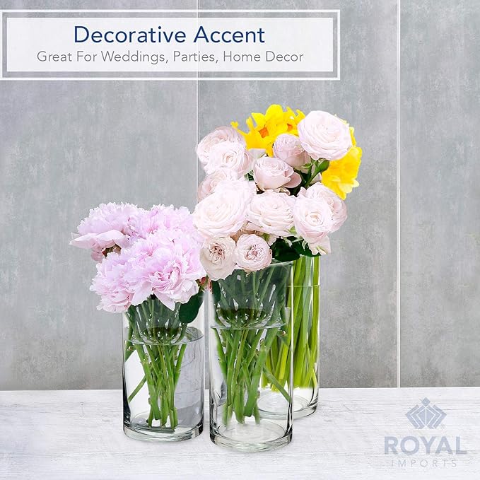 Royal Imports Glass Cylinder Flower Centerpiece Vases Set of 3 - Image 4