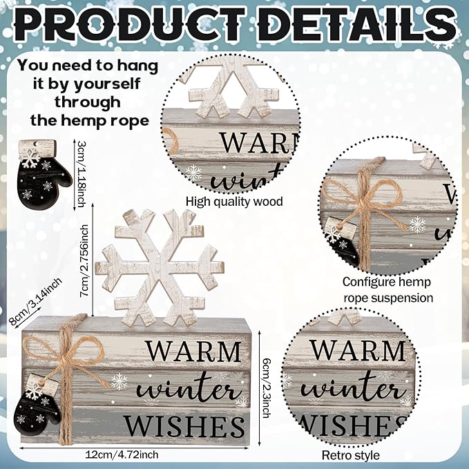 4 Pcs Winter Christmas Decor Winter Table Decorations Christmas Tiered Tray - Image 4