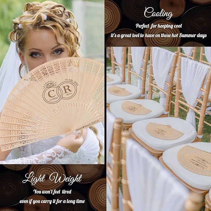 50 PCS Custom Fans Personalized Folding Fans - Image 5